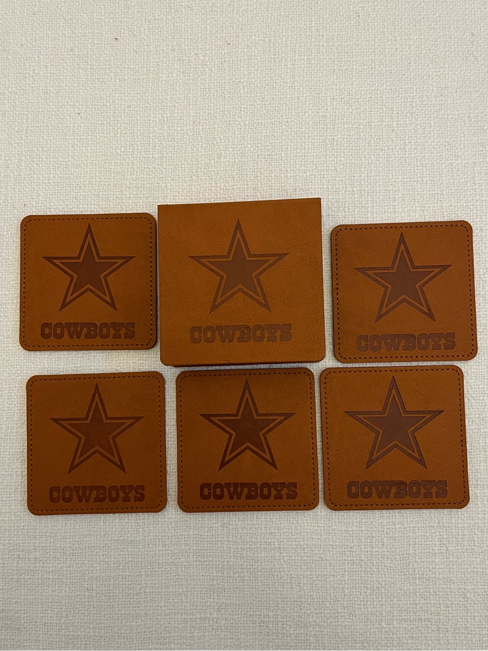 Dallas Cowboys Leather Coaster Set of 5 With Holder Case - NFL Team Gear - New